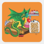 Green Dragon Pastry Koch Quadratischer Aufkleber (Vorderseite)