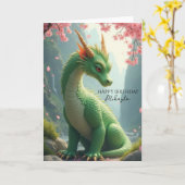 Green Dragon Personalisiert Geburtstag Karte (Gelbe Blume)