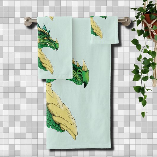 Green Dragon Portrait Badhandtuch Set