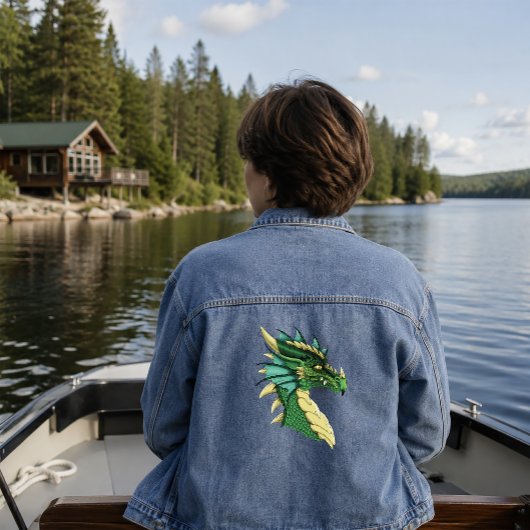 Green Dragon Portrait Jeansjacke