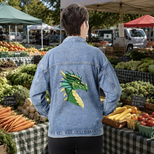 Green Dragon Portrait Jeansjacke