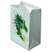 Green Dragon Portrait Mittlere Geschenktüte (Vorderseite Schrägansicht)