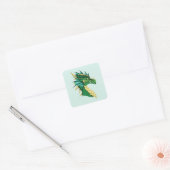 Green Dragon Portrait Quadratischer Aufkleber (Umschlag)