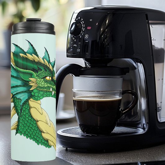 Green Dragon Portrait Thermosbecher