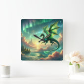 Green Dragon Quadratische Wanduhr (Zuhause)