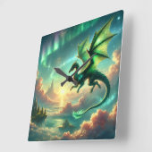 Green Dragon Quadratische Wanduhr (Winkel)