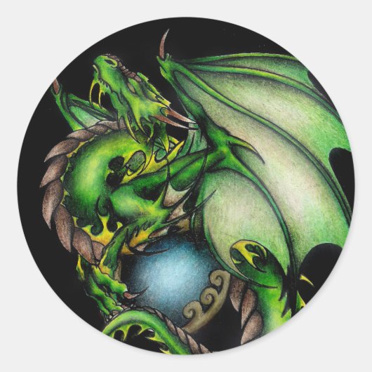 Green Dragon Runder Aufkleber (Vorderseite)