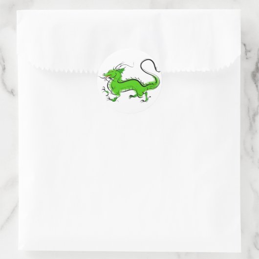 Green Dragon Runder Aufkleber (Tasche)