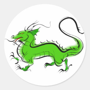 Green Dragon Runder Aufkleber
