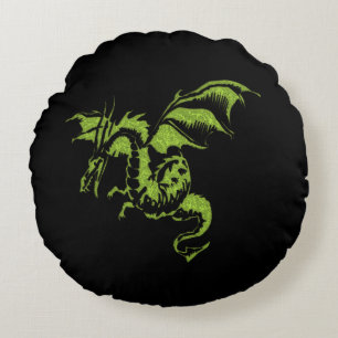 Green Dragon Rundes Kissen