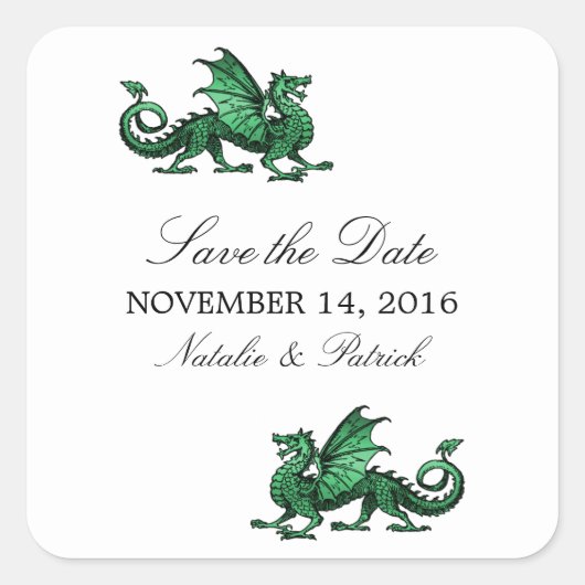 Green Dragon Save the Date Stickers (Vorderseite)
