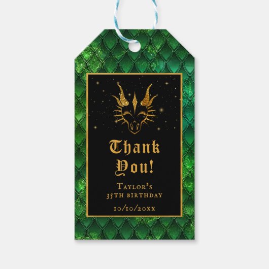 Green Dragon Scales Gold Geburtstag Vielen Dank Geschenkanhänger (Vorderseite)