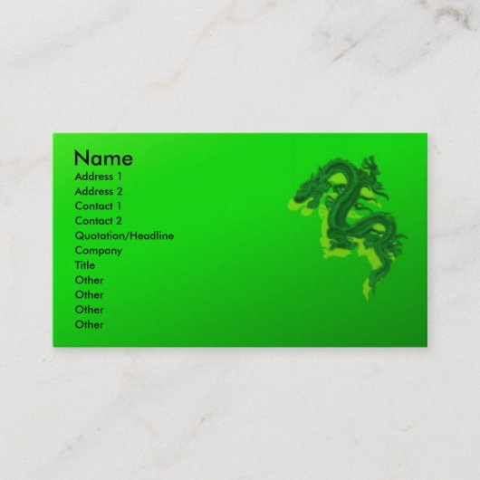 Green Dragon Visitenkarte (Vorderseite)