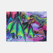 Green Dragon vs Dinosaur Fleecedecke (Vorderseite (Horizontal))