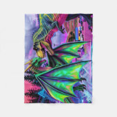 Green Dragon vs Dinosaur Fleecedecke (Vorderseite)