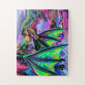 Green Dragon vs Dinosaur Puzzle (Vertikal)