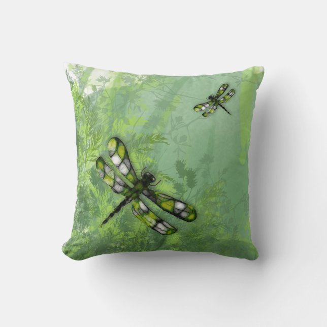 Green Dragonflies American MoJo Pillow Kissen (Vorderseite)