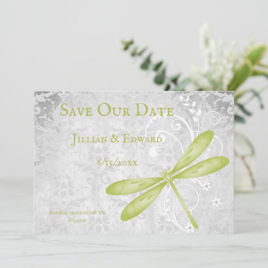 Green Dragonfly Ankündigung Datum freihalten (Stehend Vorderseite)