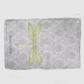 Green Dragonfly Damask Golfhandtuch (Horizontal)