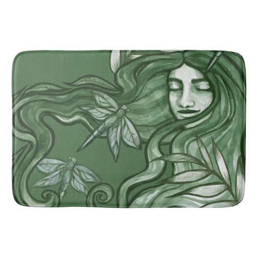Green Dragonfly Goddess Art Dragonflies Badematte (Vorderseite)