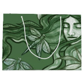 Green Dragonfly Goddess Art Dragonflies Große Geschenktüte (Rückseite)