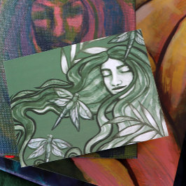 Green Dragonfly Goddess Art Dragonflies Postkarte
