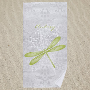 Green Dragonfly Personalisiert Beach Handtuch