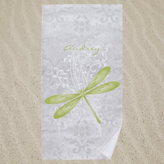 Green Dragonfly Personalisiert Beach Handtuch