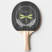 Green Dragonfly Rustic Ping Pong Paddle Tischtennis Schläger (Vorderseite)