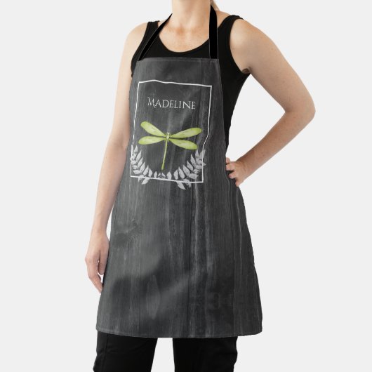 Green Dragonfly Rustikale Personalisierte Schürze (InSitu)