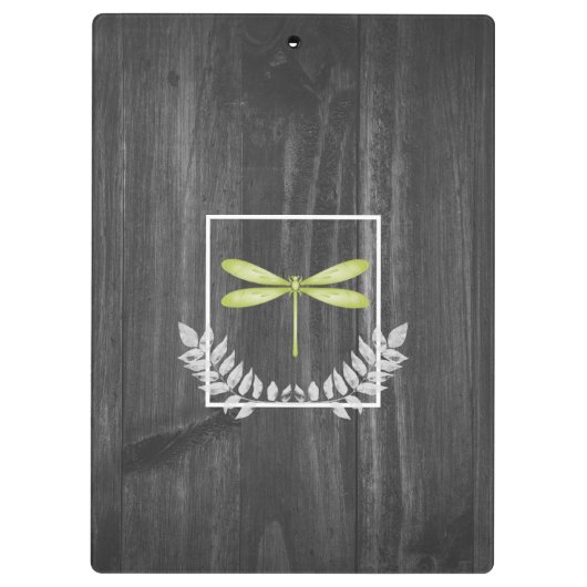 Green Dragonfly Rustikale Zwischenablage Klemmbrett (Rückseite)