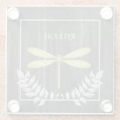 Green Dragonfly Rustikaler Personalisierter Unters Glasuntersetzer (Rückseite)