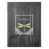 Green Dragonfly Rustikales Personalisiertes Notebo Notizblock (Vorderseite)