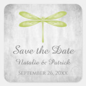 Green Dragonfly Save the Date Stickers (Vorderseite)