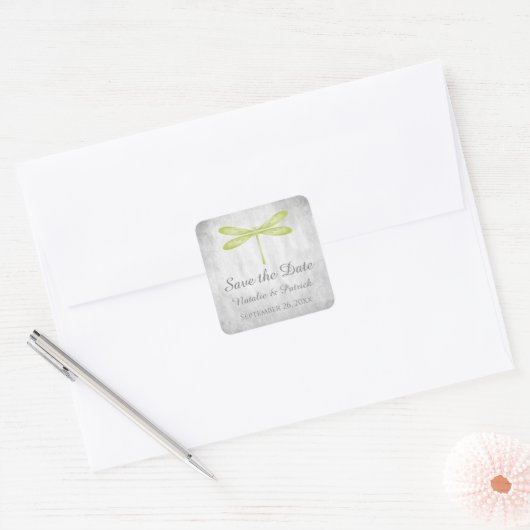 Green Dragonfly Save the Date Stickers (Umschlag)