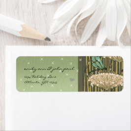 Green Dragonfly Stars Floral Return Address Labels