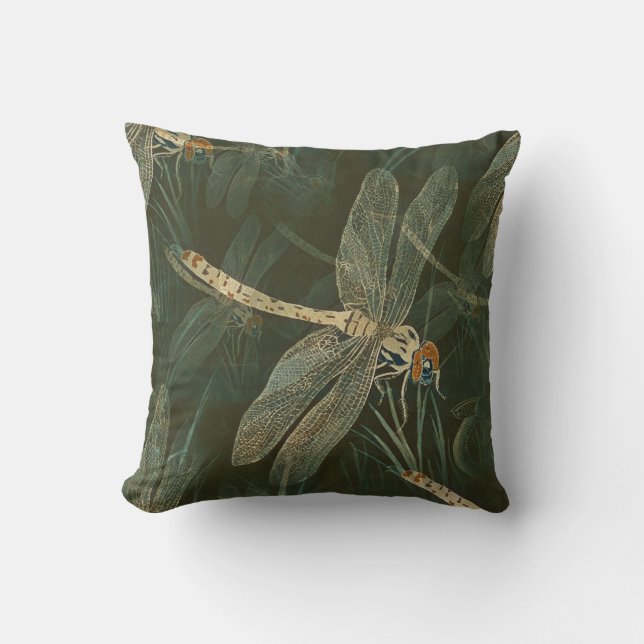 GREEN DRAGONFLY THROW PILLOW KISSEN (Vorderseite)