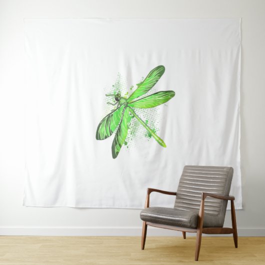 Green Dragonfly Wandteppich (Beispiel (Horizontal))