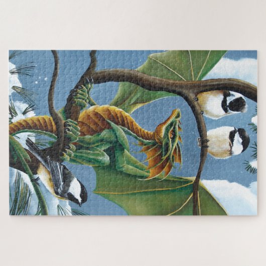 Green Dragons Chickadees Winter Puzzle (Horizontal)