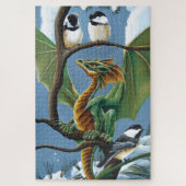Green Dragons Chickadees Winter Puzzle (Vertikal)