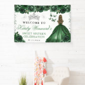 Green Dress Blonde Princess Floral Sweet 16 Banner (InSitu)