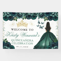 Green Dress Dark Skin Princess Floral Quinceanera