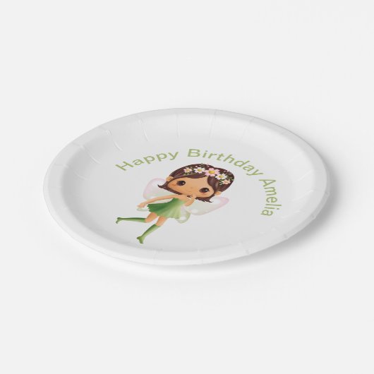 Green Dress Fairy Pappteller (Schrägansicht)