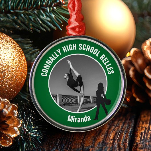 Green Drill Team Photo Dancer Christmas Ornament Aus Metall