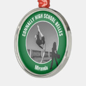 Green Drill Team Photo Dancer Christmas Ornament Aus Metall (Links)