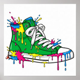 Green Drilling Paint Sneaker Poster