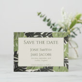 Green Dschungel Blätter Save the Date Karte (Stehend Vorderseite)