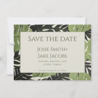 Green Dschungel Blätter Save the Date Karte