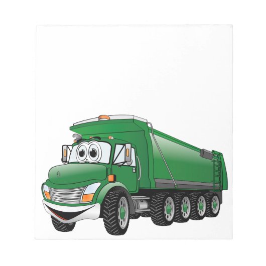 Green Dump Truck 10w Cartoon Notizblock (Vorderseite)