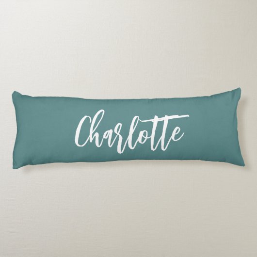 Green dunkel cyan name script seitenschläferkissen (Rückseite)